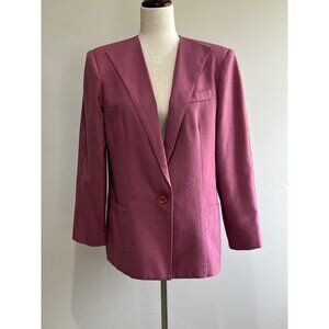 VTG 80s RLM Blazer Womens 14 Rose Pink Double Breasted 1 Button Pockets